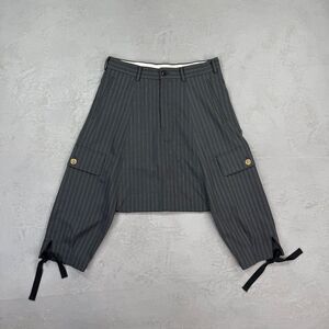 Comme des Garçons Homme Plus 2014 Gray Pinstripe Suiting Drop Crotch Pants XS